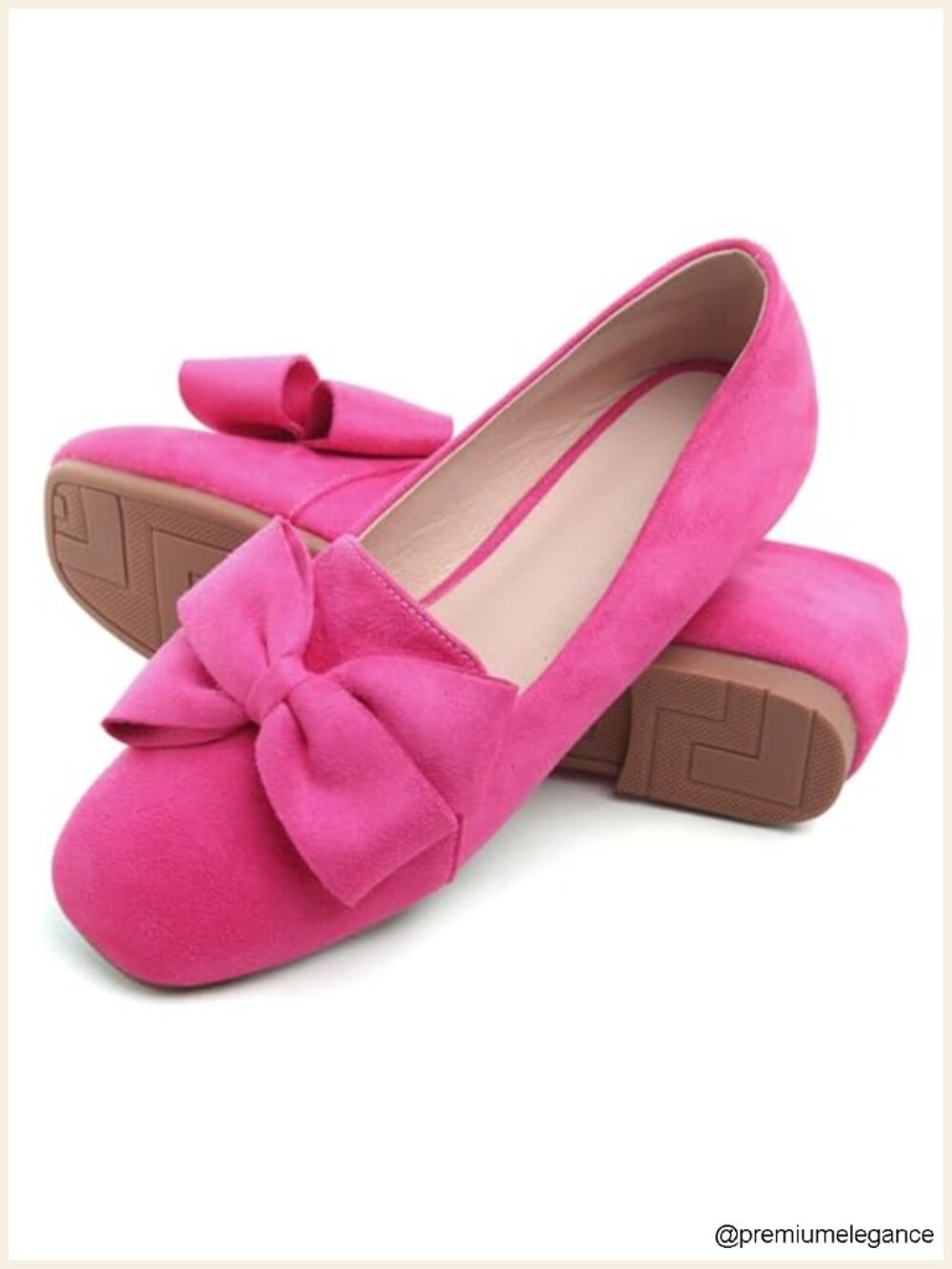Faux Suede Square Toe Ballet Flats with Bow Latex Insole - Picture 4 of 6